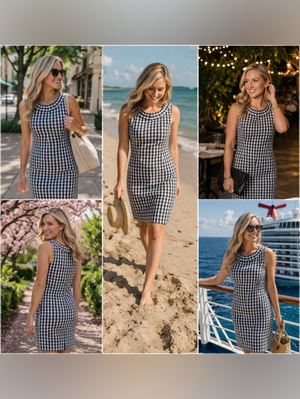 Talbots Black and White Gingham dress